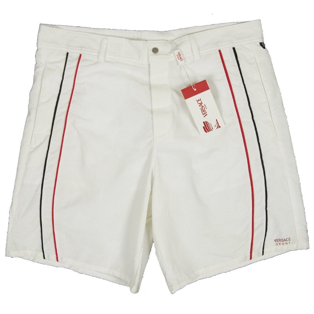 NEW VINTAGE Gianni Versace Sport Swim Trunks (Bathing Suit) Shorts! White  ITALY